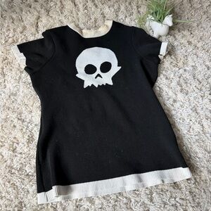 Stylish Black Skull Graphic sweater thick knit skeleton vintage y2k Blouse